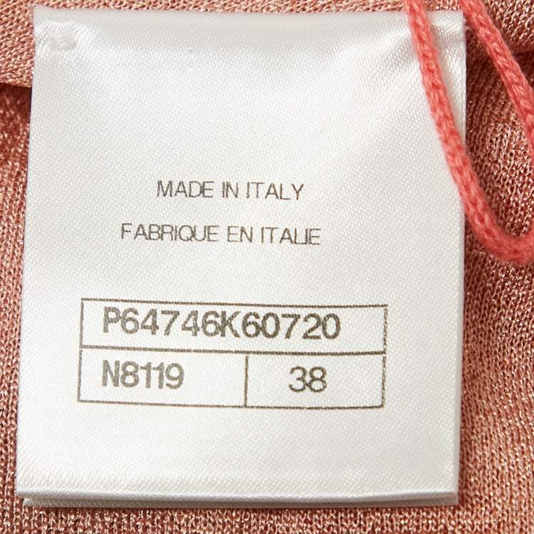 Pre Owned Chanel Pink Sequin Embellished Lurex Knit Skirt Set M