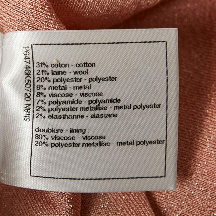 Pre Owned Chanel Pink Sequin Embellished Lurex Knit Skirt Set M