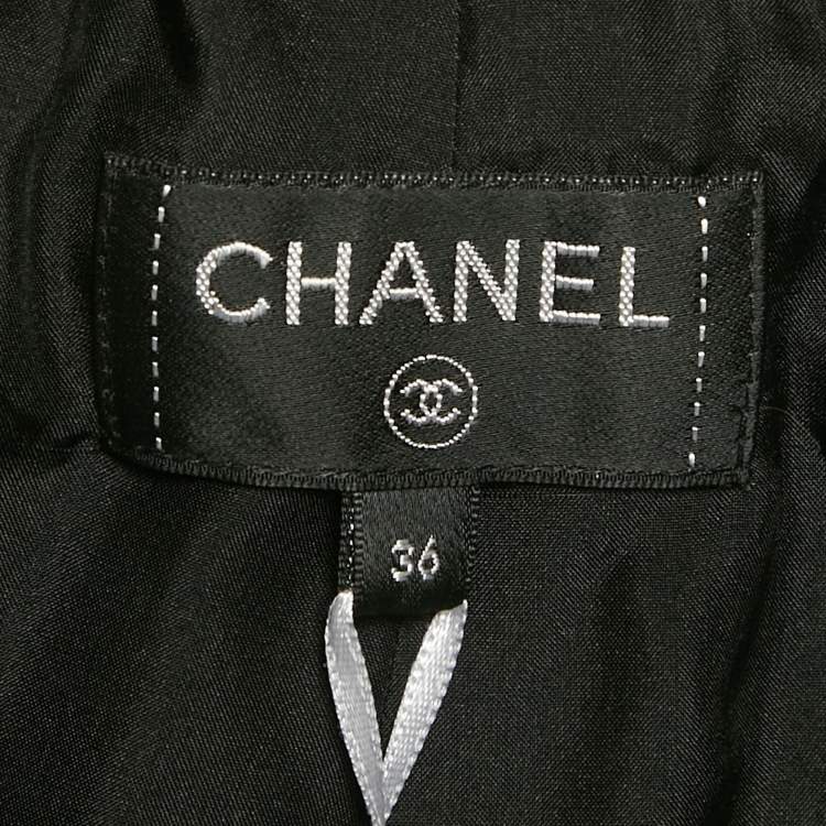 Pre Owned Chanel Beige/Black Houndstooth Tweed Lurex Trousers S