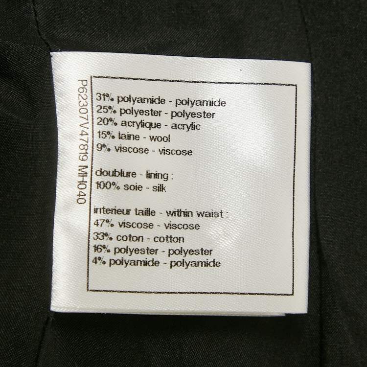 Pre Owned Chanel Beige/Black Houndstooth Tweed Lurex Trousers S