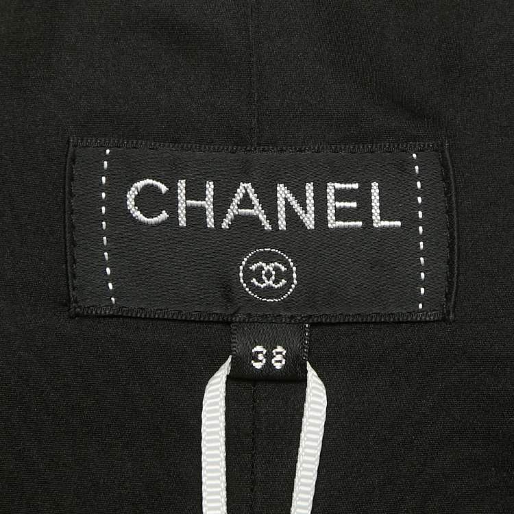 Pre Owned Chanel Black Crinkle Silk Asymmetric Short Skirt M