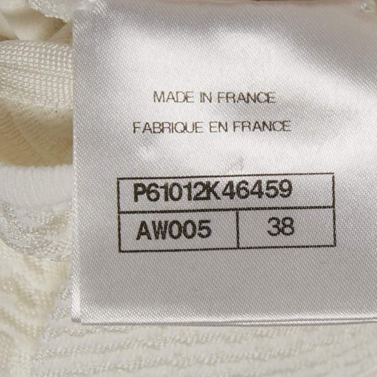 مملوكة مسبقًا Chanel White Textured Knit Ruffled Midi Dress M