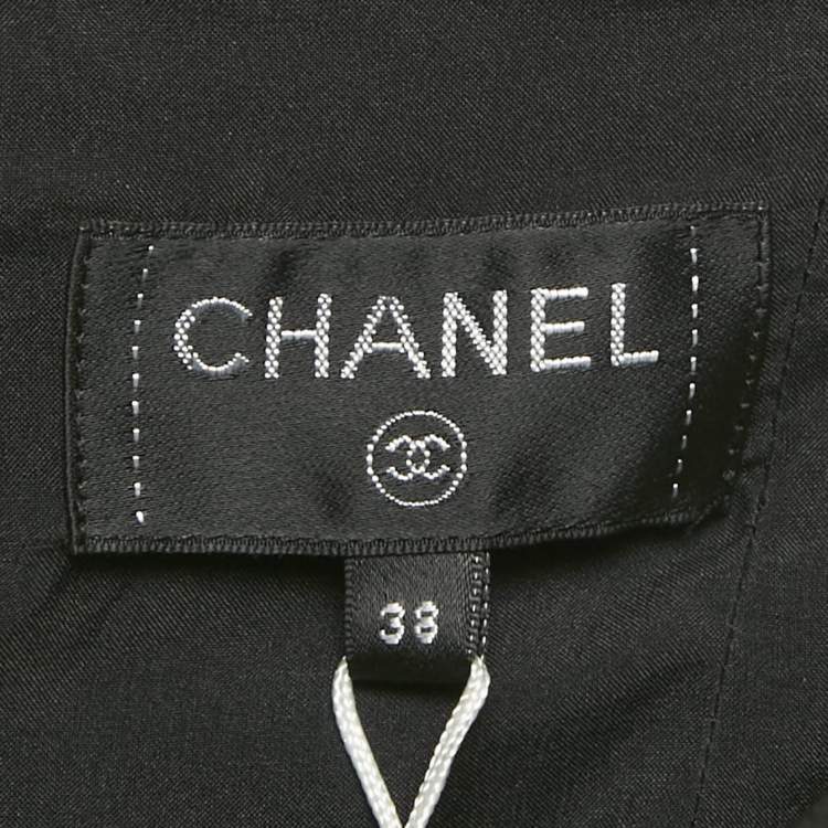 Pre Owned Chanel Black Tweed and Silk Trim Trousers M