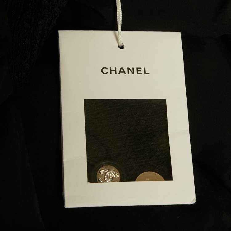 مملوكة مسبقًا Chanel Black Tweed Overlay Short Sleeve Jacket M