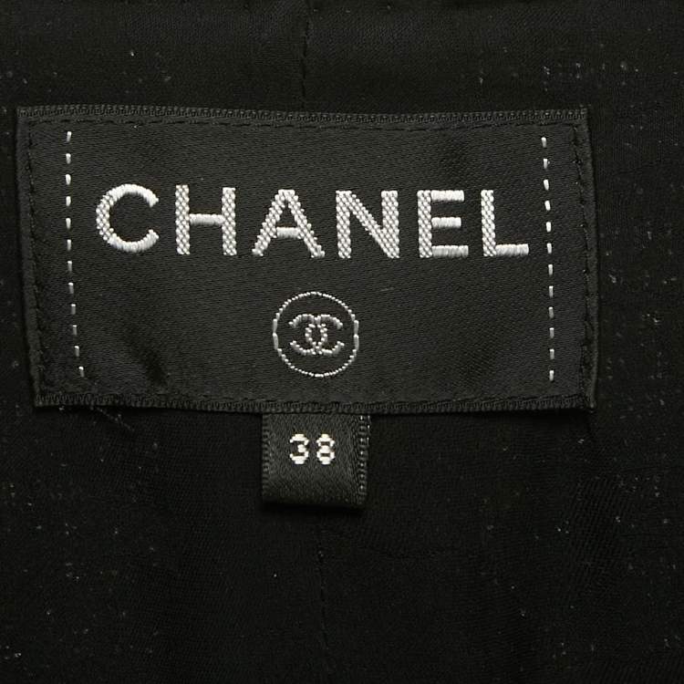 مملوكة مسبقًا Chanel Black Tweed Overlay Short Sleeve Jacket M