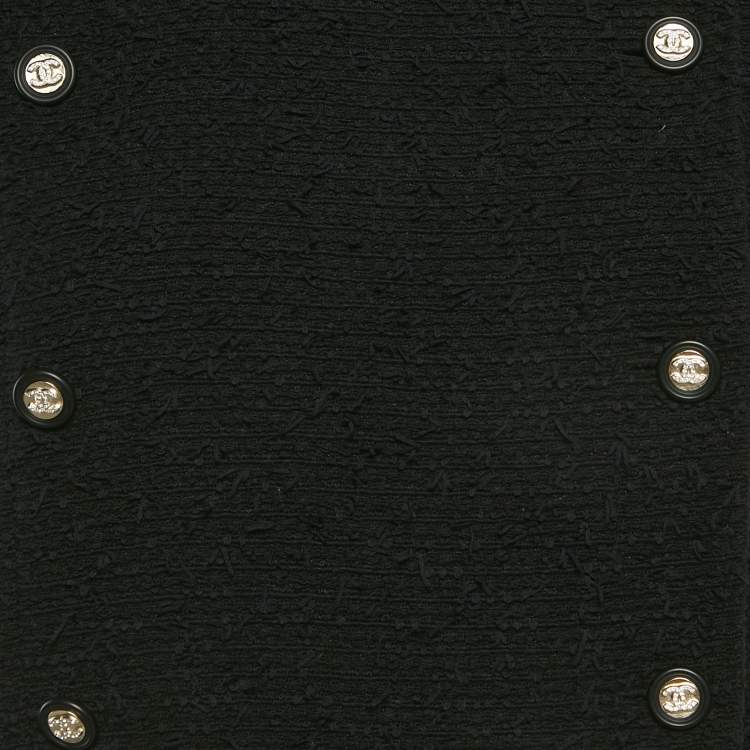 مملوكة مسبقًا Chanel Black Tweed Overlay Short Sleeve Jacket M