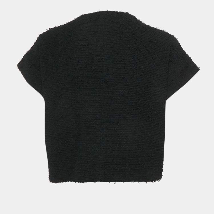 مملوكة مسبقًا Chanel Black Tweed Overlay Short Sleeve Jacket M