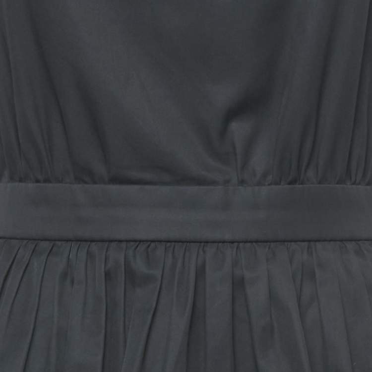 Pre Owned Chanel Navy Blue Gabardine Ruffled Long Dress S