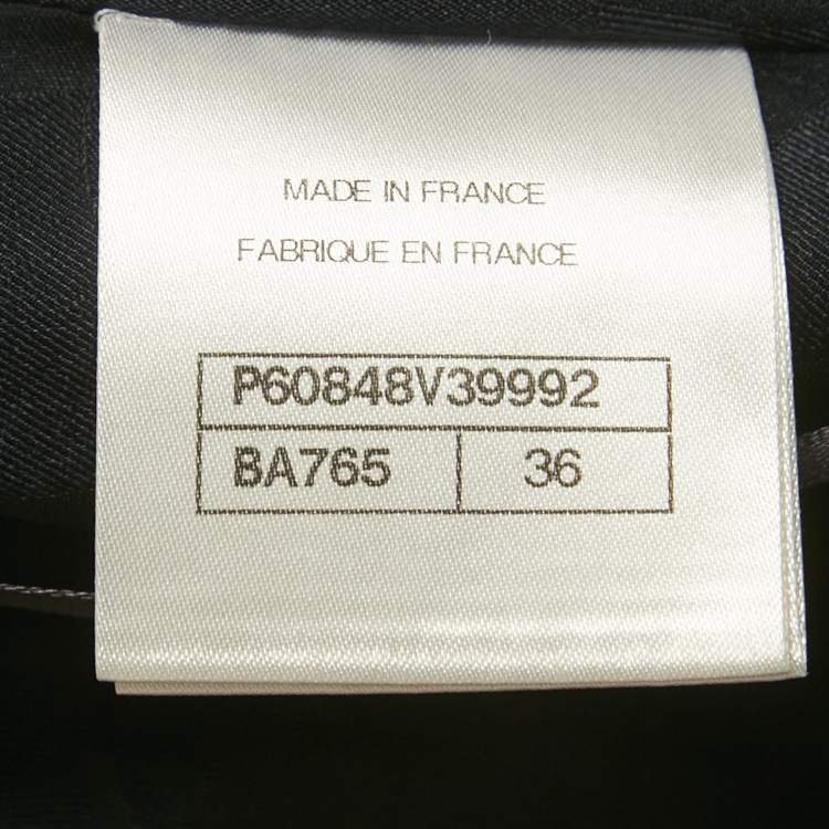 Pre Owned Chanel Navy Blue Gabardine Ruffled Long Dress S