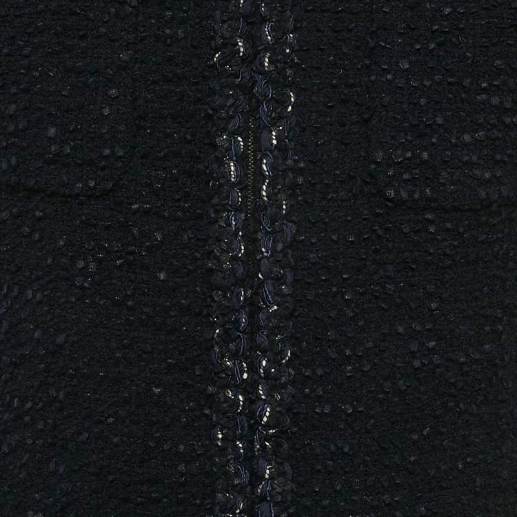 Pre Owned Chanel Blue Tweed Zip-Up Mini Dress S