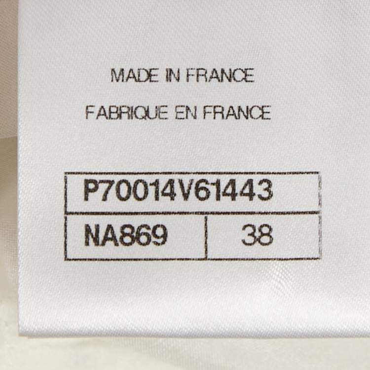 Pre Owned Chanel White Checkered Tweed Trousers M