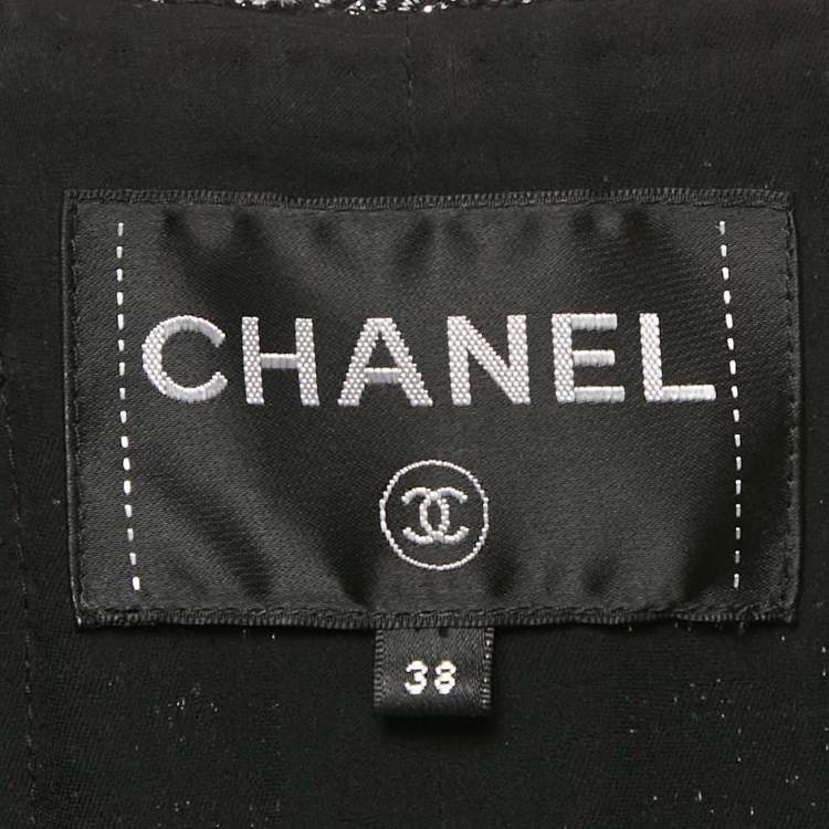 Pre Owned بلاي سوت شانيل تويد لوريكس أسود بأزرار مزينة مقاس متوسط - ميديوم