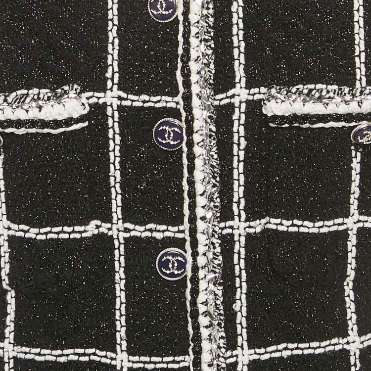 Pre Owned بلاي سوت شانيل تويد لوريكس أسود بأزرار مزينة مقاس متوسط - ميديوم