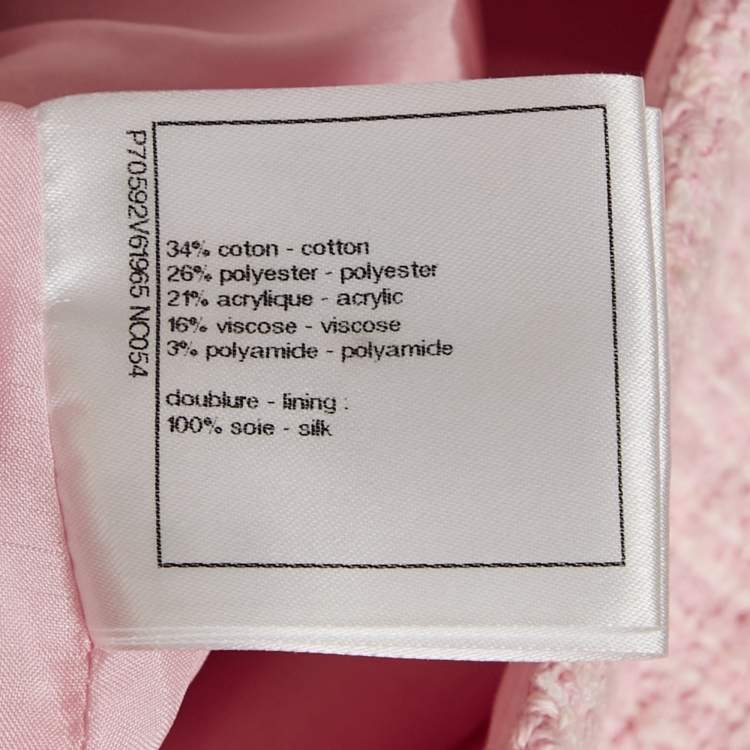 Pre Owned Chanel Pink Tweed Straight Mini Skirt M