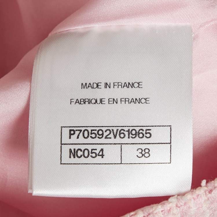 Pre Owned Chanel Pink Tweed Straight Mini Skirt M