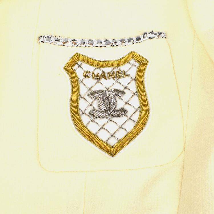 Pre Owned Chanel Emblem Double Breasted Jacket Off-white L