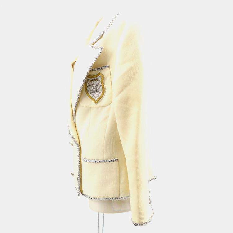 Pre Owned Chanel Emblem Double Breasted Jacket Off-white L