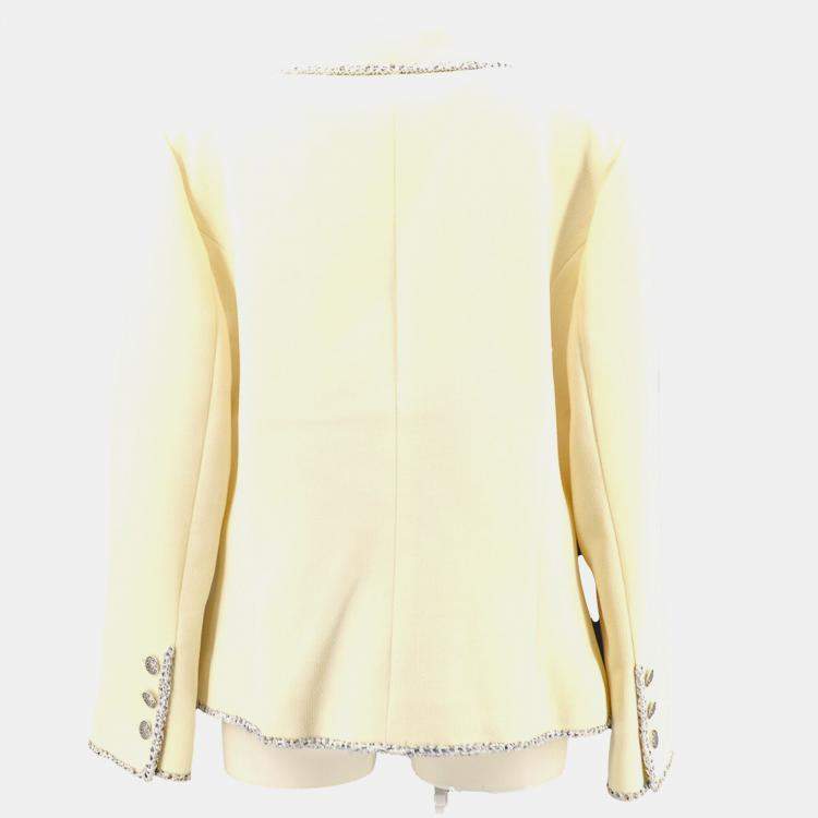 Pre Owned Chanel Emblem Double Breasted Jacket Off-white L
