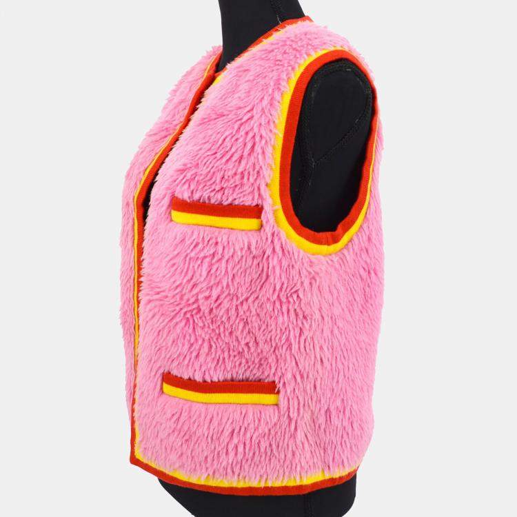 Pre Owned فيست فرو بلا أكمام شانيل زهري مقاس فرنسا 38