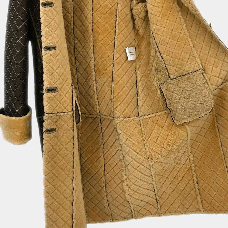 Pre Owned معطف شانيل بني بزر واحد 04أ #38