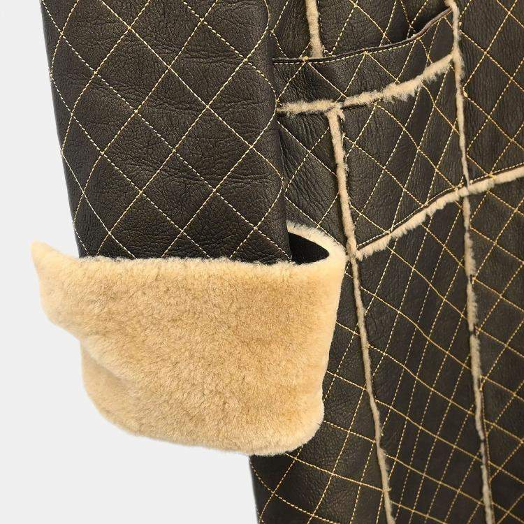 Pre Owned معطف شانيل بني بزر واحد 04أ #38