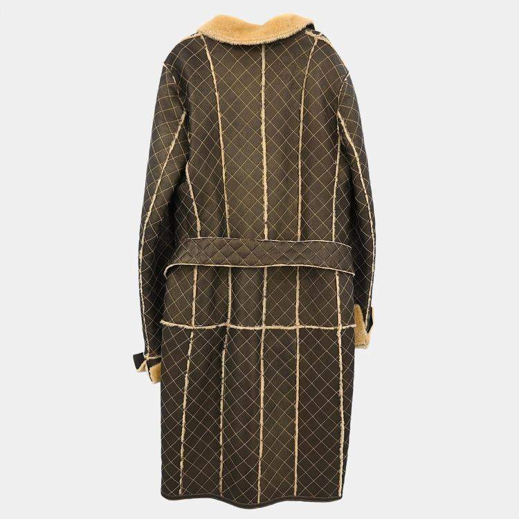 Pre Owned معطف شانيل بني بزر واحد 04أ #38