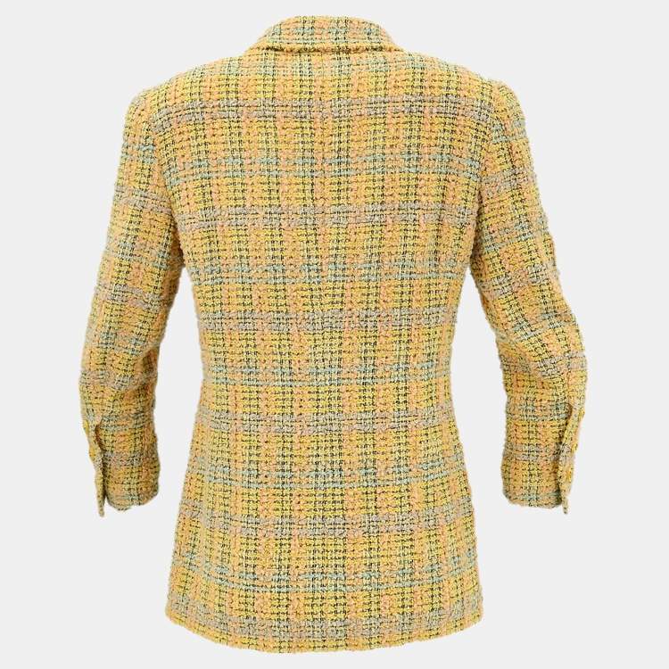 Pre Owned جاكيت شانيل بزر واحد أصفر 94A مقاس 42