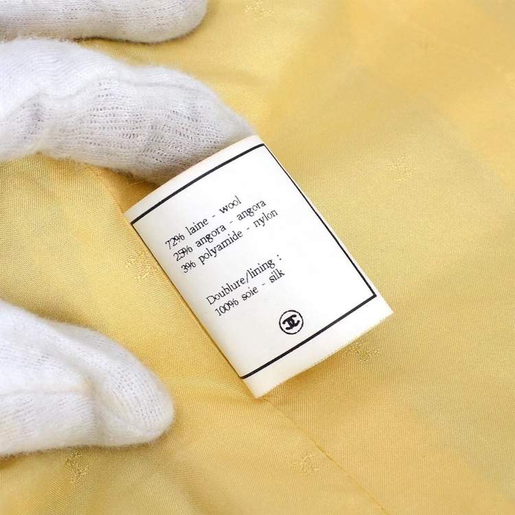 Pre Owned جاكيت شانيل بزر واحد أصفر 94A مقاس 42