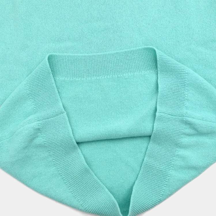 Pre Owned Chanel Ensemble Cardigan Short Sleeve Top Light Green