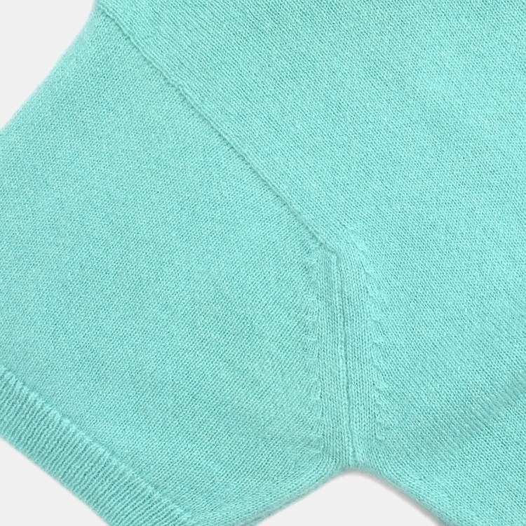 Pre Owned Chanel Ensemble Cardigan Short Sleeve Top Light Green