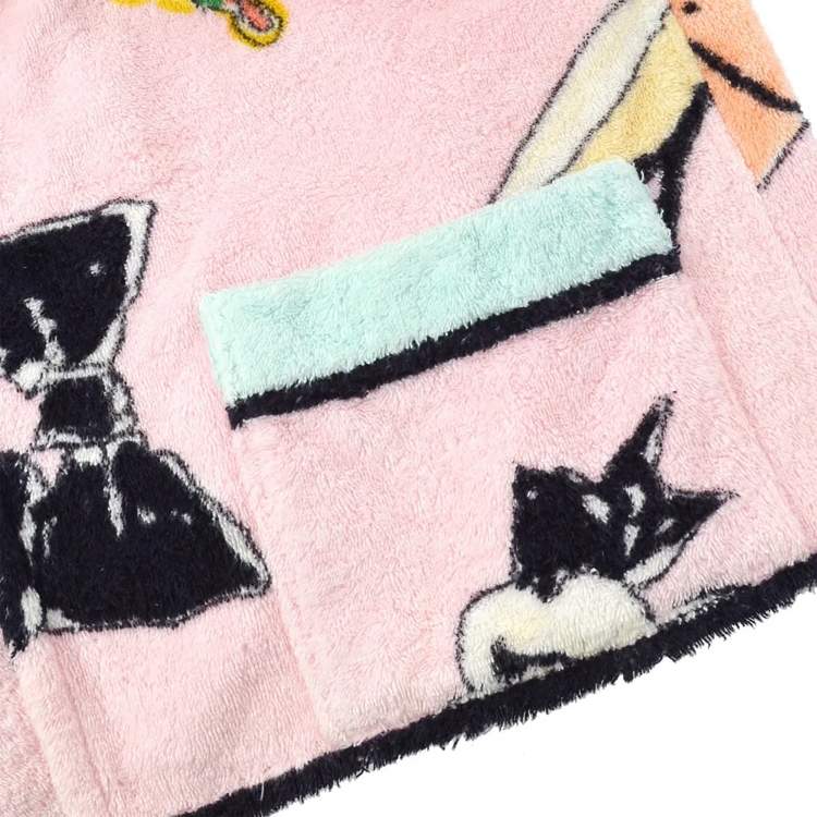 Pre Owned Chanel #38 Bathrobe Style Icon Coat Gown Pink Black 100% Cotton