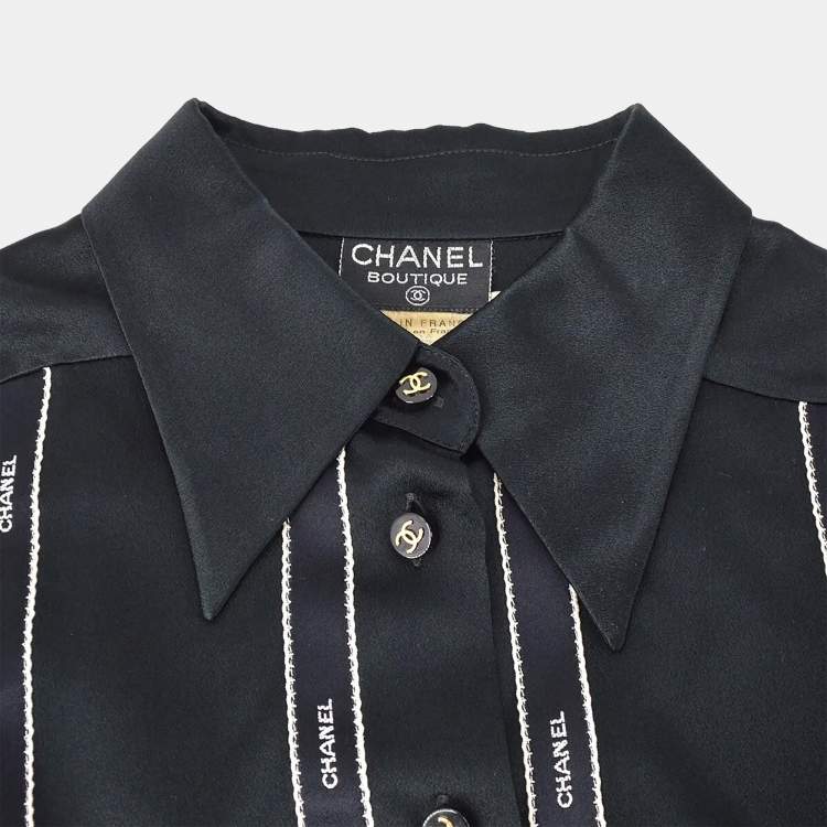 Pre Owned Chanel Blouse Shirt Black 94A M