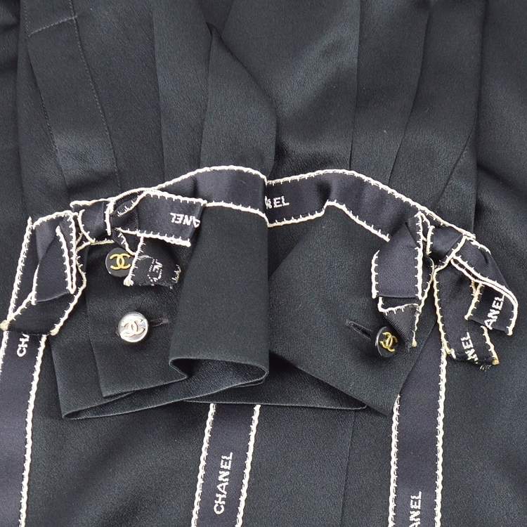 Pre Owned Chanel Blouse Shirt Black 94A M