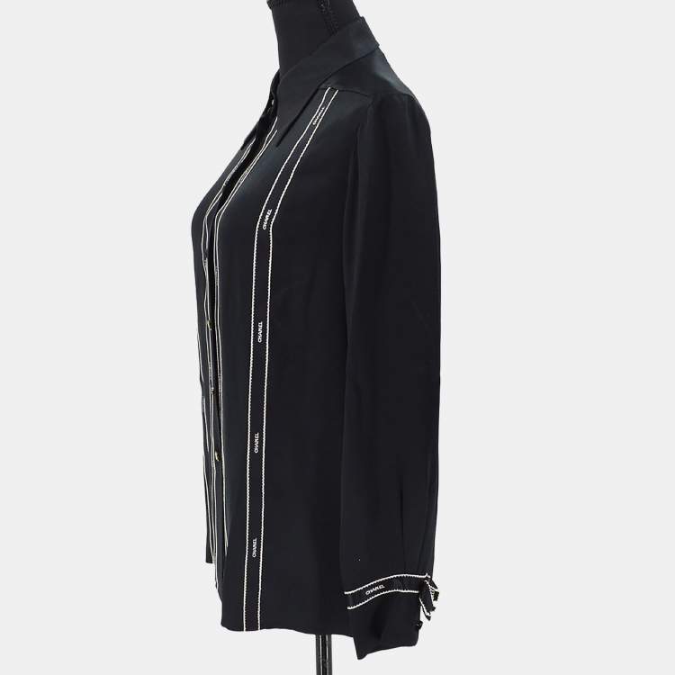 Pre Owned Chanel Blouse Shirt Black 94A M