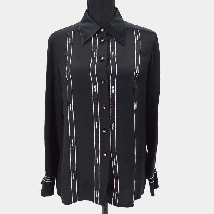 Pre Owned Chanel Blouse Shirt Black 94A M
