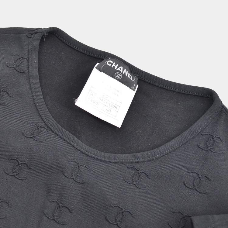 Pre Owned Chanel 97P Round Neck Short Sleeve T-Shirt Black M