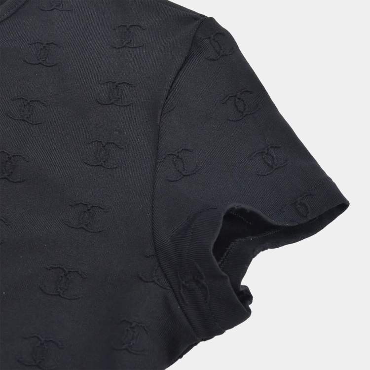 Pre Owned Chanel 97P Round Neck Short Sleeve T-Shirt Black M