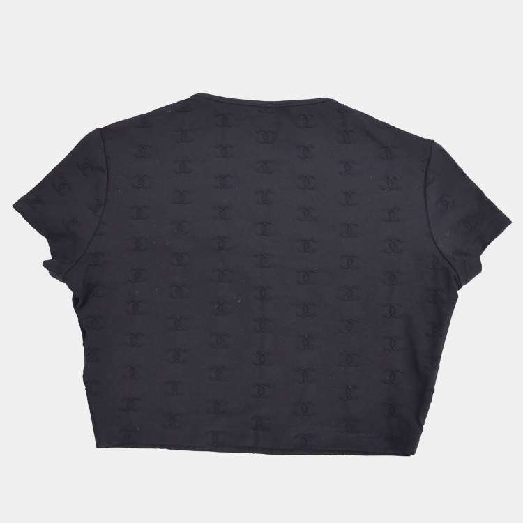 Pre Owned Chanel 97P Round Neck Short Sleeve T-Shirt Black M