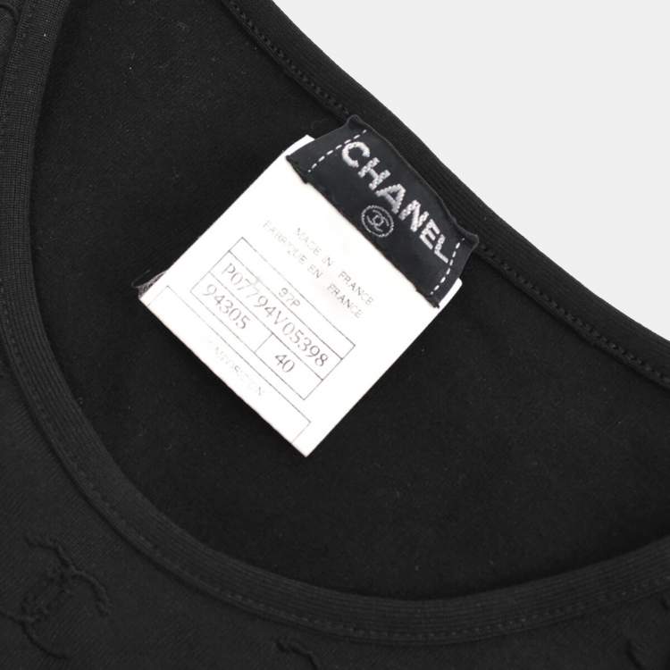 Pre Owned Chanel 97P Round Neck Short Sleeve T-Shirt Black M