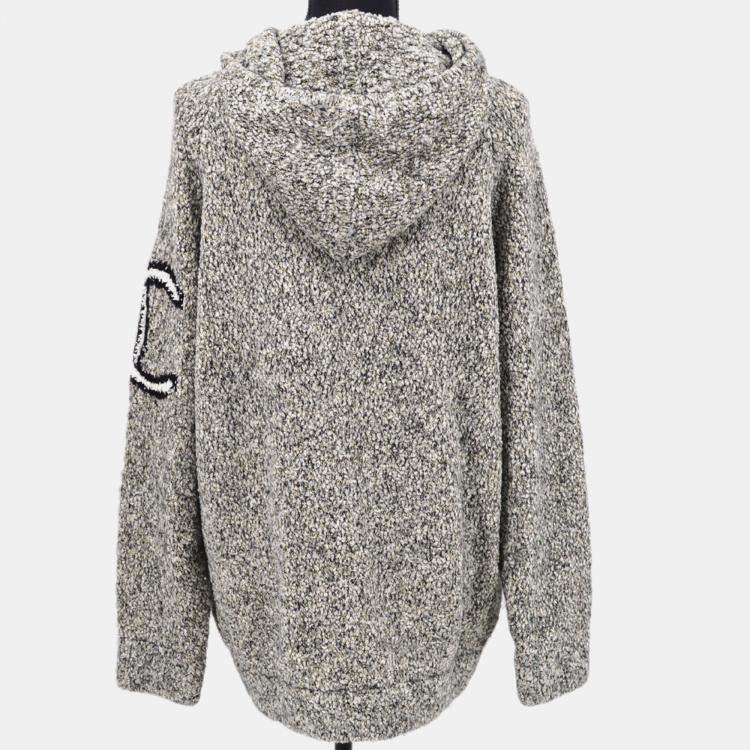 Pre Owned Chanel 07A Penguin-motif Knitted Hoodie Gray M