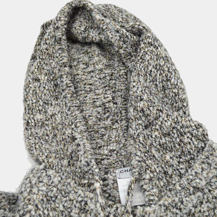 Pre Owned Chanel 07A Penguin-motif Knitted Hoodie Gray M