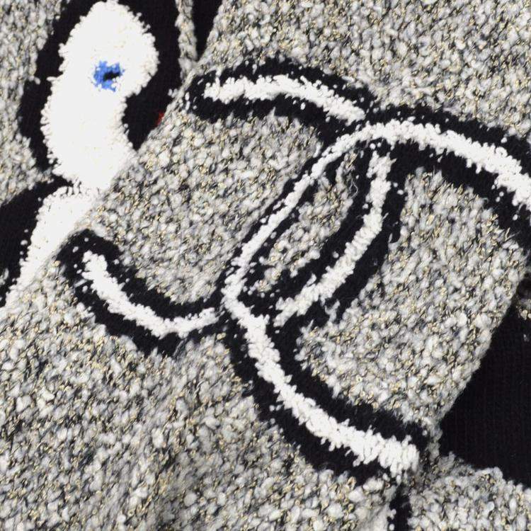 Pre Owned Chanel 07A Penguin-motif Knitted Hoodie Gray M