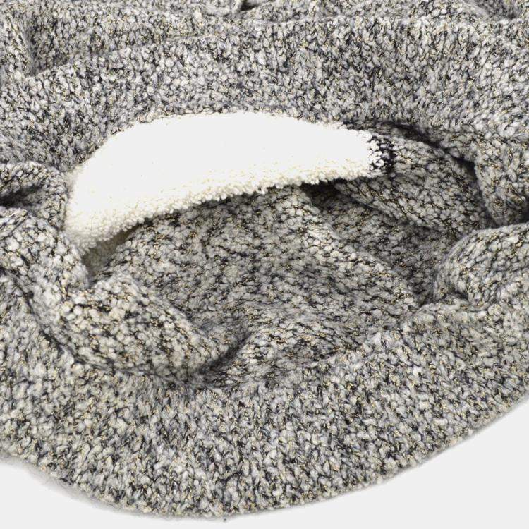 Pre Owned Chanel 07A Penguin-motif Knitted Hoodie Gray M