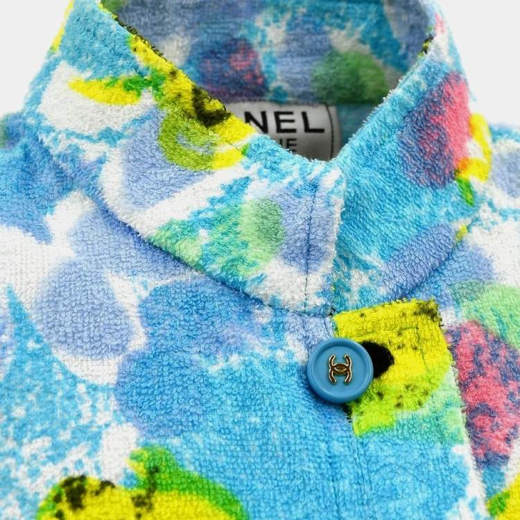 Pre Owned Chanel Setup Sleeveless Vest Jacket Skirt Blue 97P L