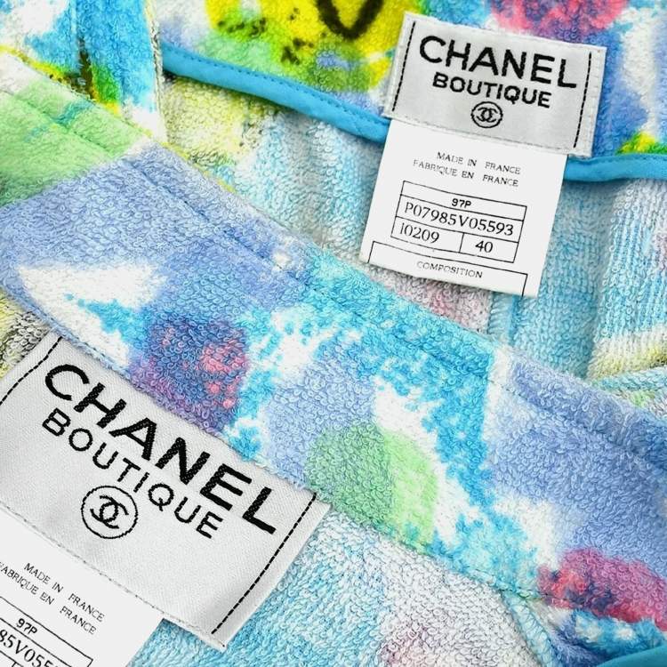 Pre Owned Chanel Setup Sleeveless Vest Jacket Skirt Blue 97P L