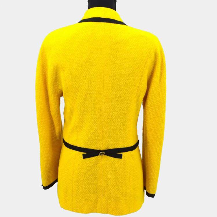 Pre Owned Chanel Long Sleeve Jacket Yellow Black L