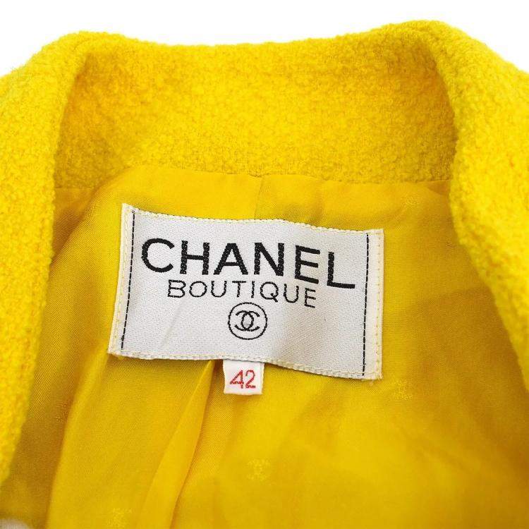 Pre Owned Chanel Long Sleeve Jacket Yellow Black L