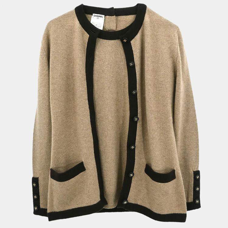 Pre Owned Chanel Ensemble Cardigan Short Sleeve Top Beige 96A #36