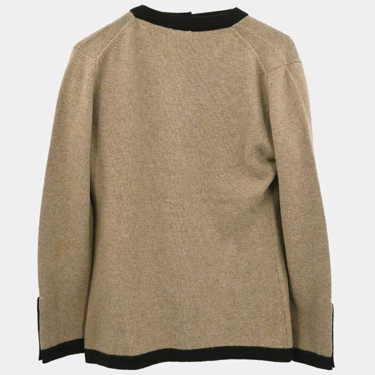 Pre Owned Chanel Ensemble Cardigan Short Sleeve Top Beige 96A #36