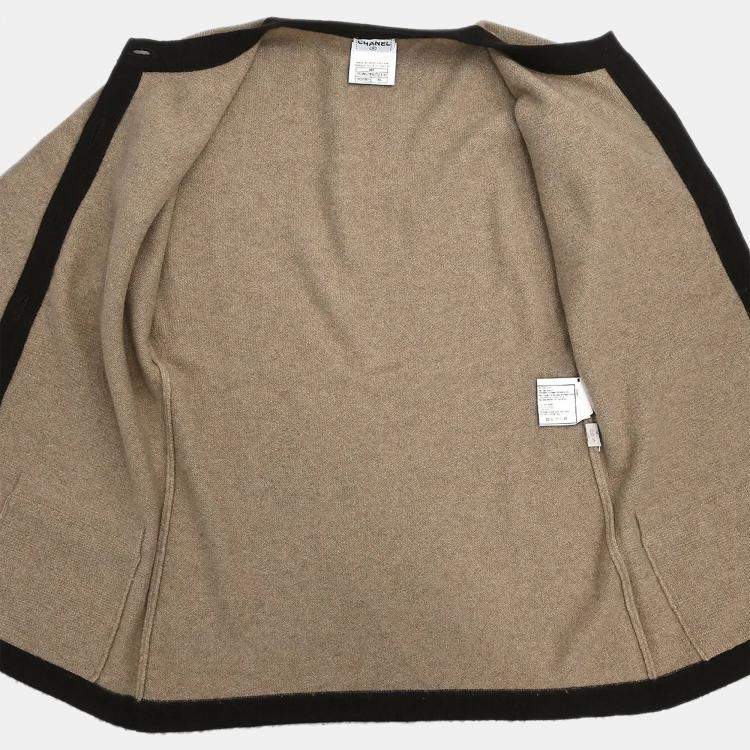Pre Owned Chanel Ensemble Cardigan Short Sleeve Top Beige 96A #36